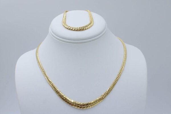 18k gold cobra mesh necklace and bracelet set