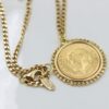 18k solid gold quarter lira necklace
