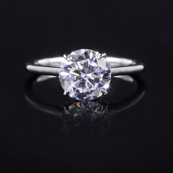 Round Solitaire Ring with Hidden Halo in 925 silver