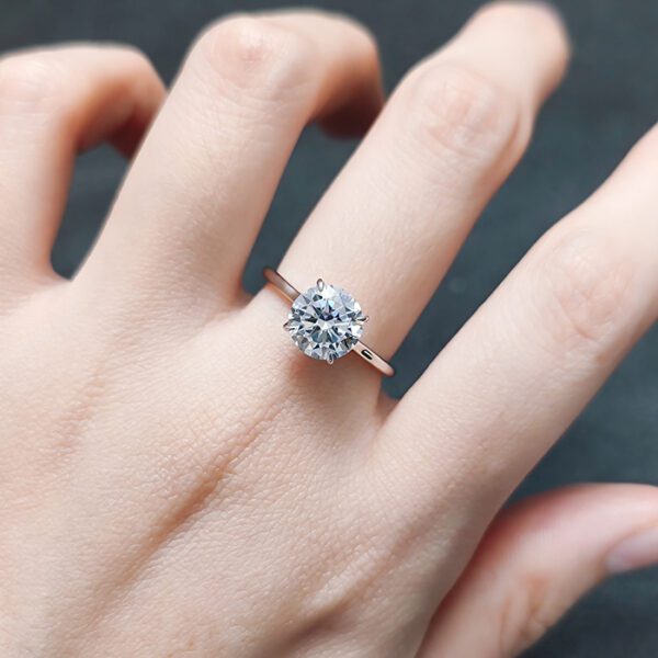 Round Solitaire Ring with Hidden Halo in 925 silver