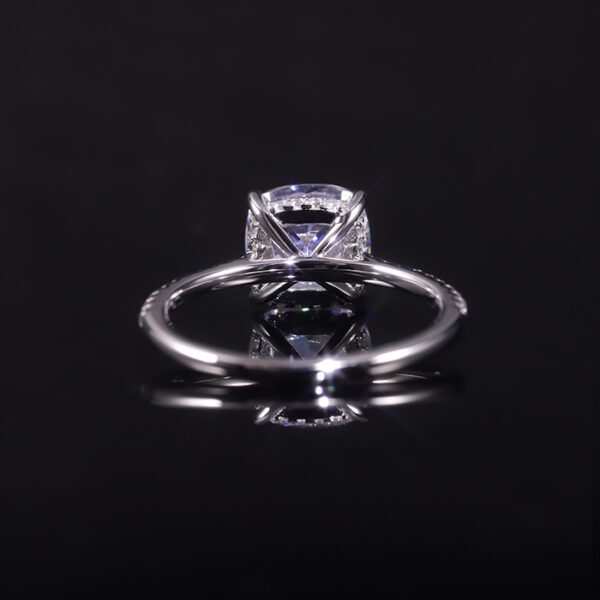 cushion cut diamond pave band moissanite ring
