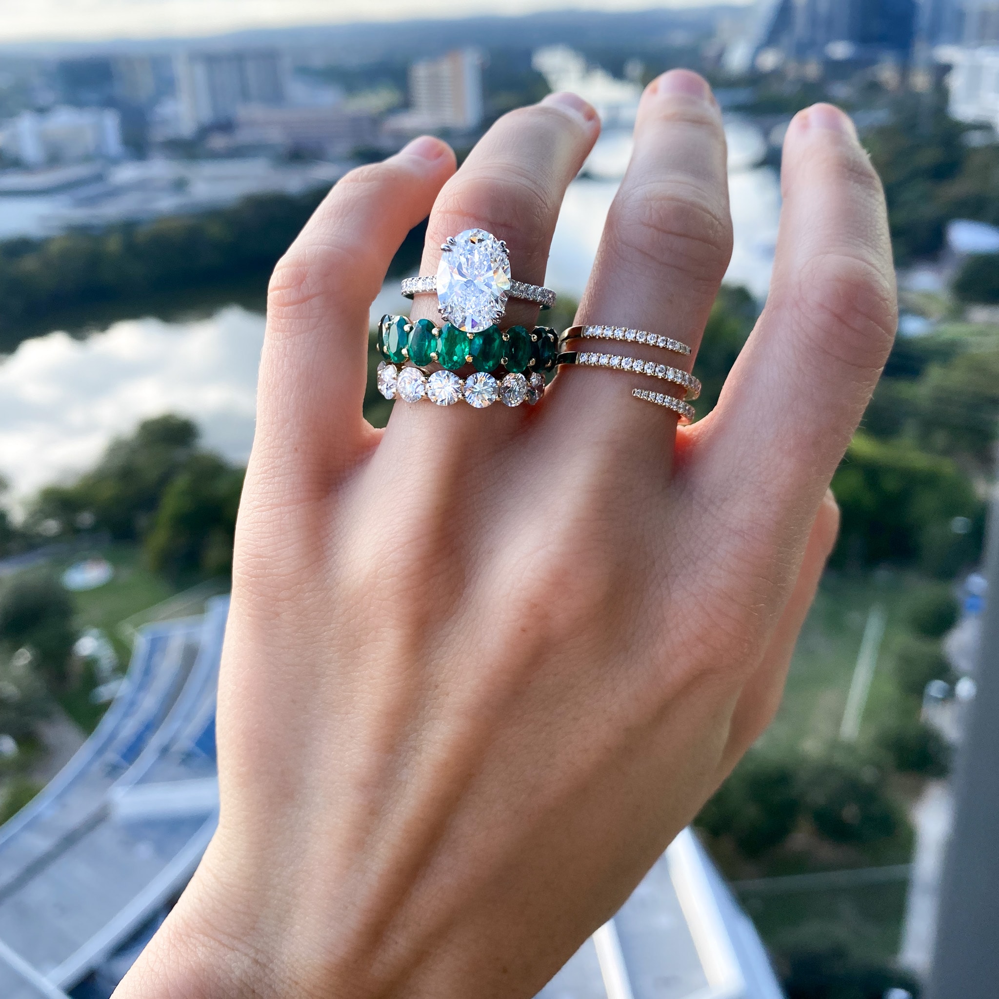 Travel-friendly moissanite rings and earrings