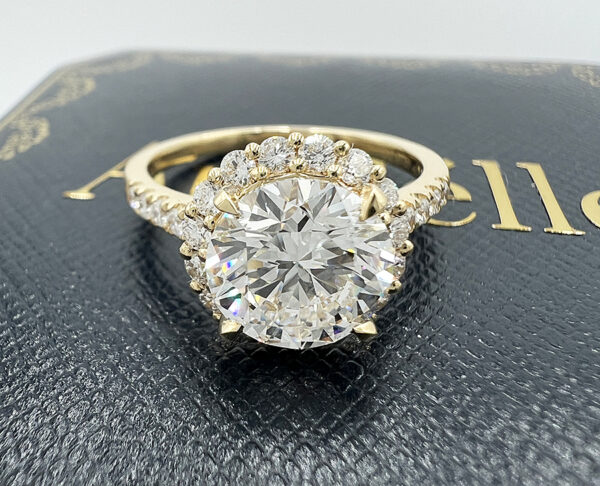 Lab Grown Diamond French Pave Halo Engagement Ring
