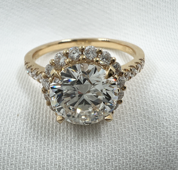 Lab Grown Diamond French Pave Halo Engagement Ring