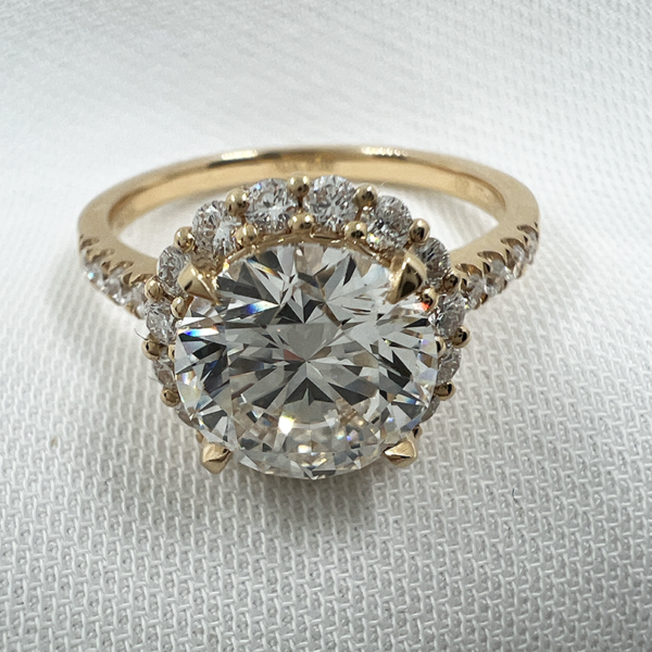 Lab Grown Diamond French Pave Halo Engagement Ring
