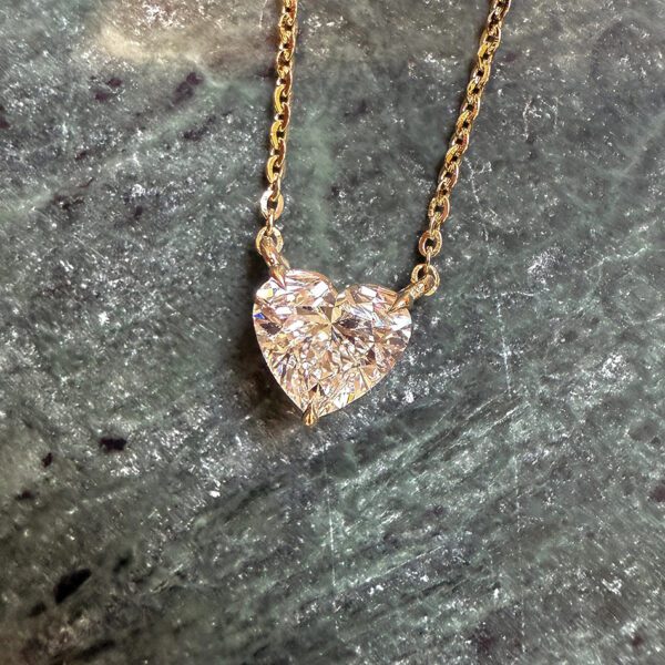 One Carat Heart Pendant Lab Diamond Necklace