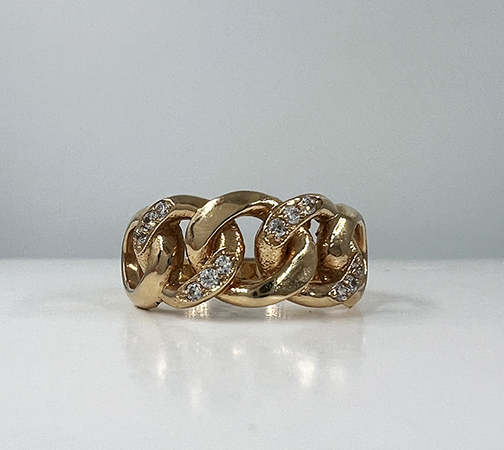 18 karat solid gold chain link ring