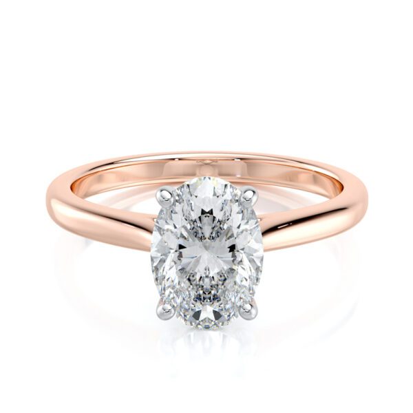Oval Lab Diamond Engagement Ring with Tapered Cathedral