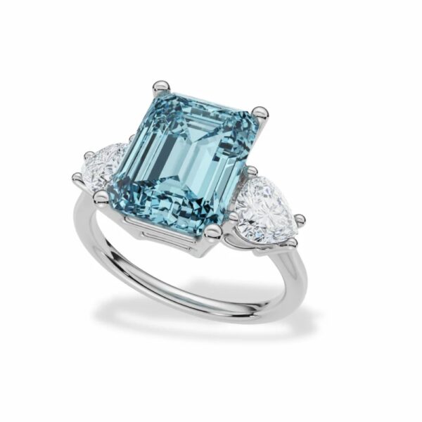 fancy blue lab diamond emerald ring