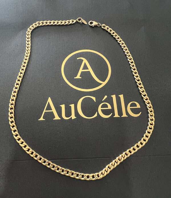 18K Solid Gold Curb Chain Necklace