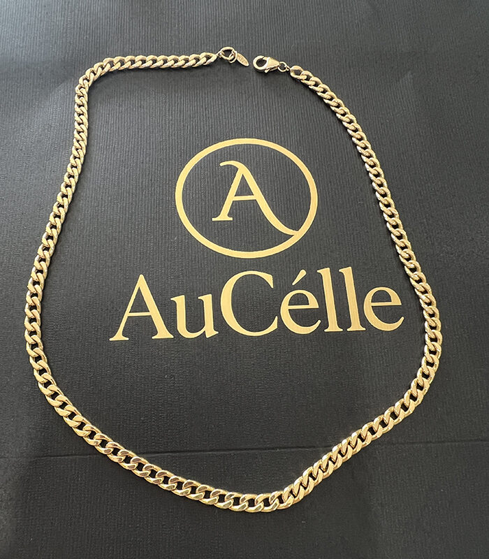 18K Solid Gold Curb Chain Necklace