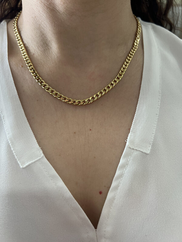 18K Solid Gold Curb Chain Necklace