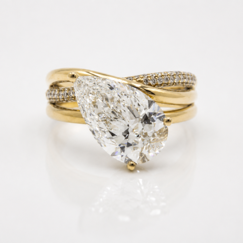 5 Carat Pear Lab Diamond Engagement Ring