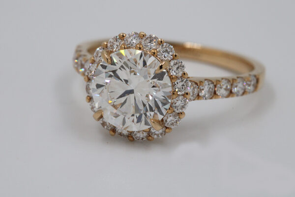 2 Carat Lab Diamond Halo Engagement Ring | 18K Gold