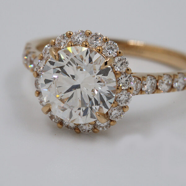 2 Carat Lab Diamond Halo Engagement Ring | 18K Gold
