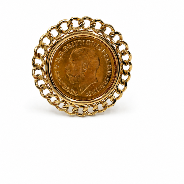 18K Gold Quarter Lira Coin Ring