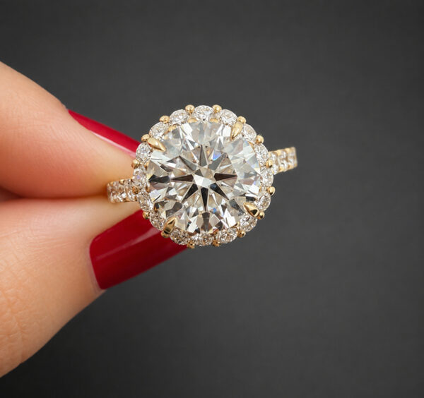 round-halo-engagement-ring-with-pavé-band-0