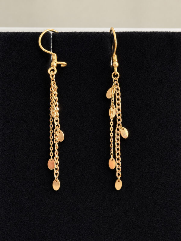 18K Gold Diamond-Cut Chain Drop Earrings