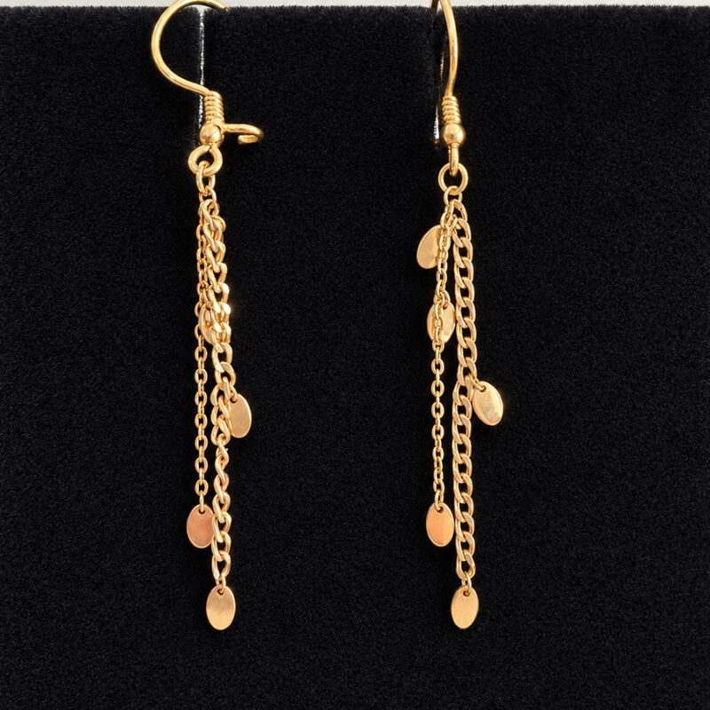 18K Gold Diamond-Cut Chain Drop Earrings