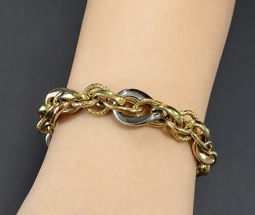 18K-gold-tricolor-links-bracelet-05 18K-gold-tricolor-links-bracelet