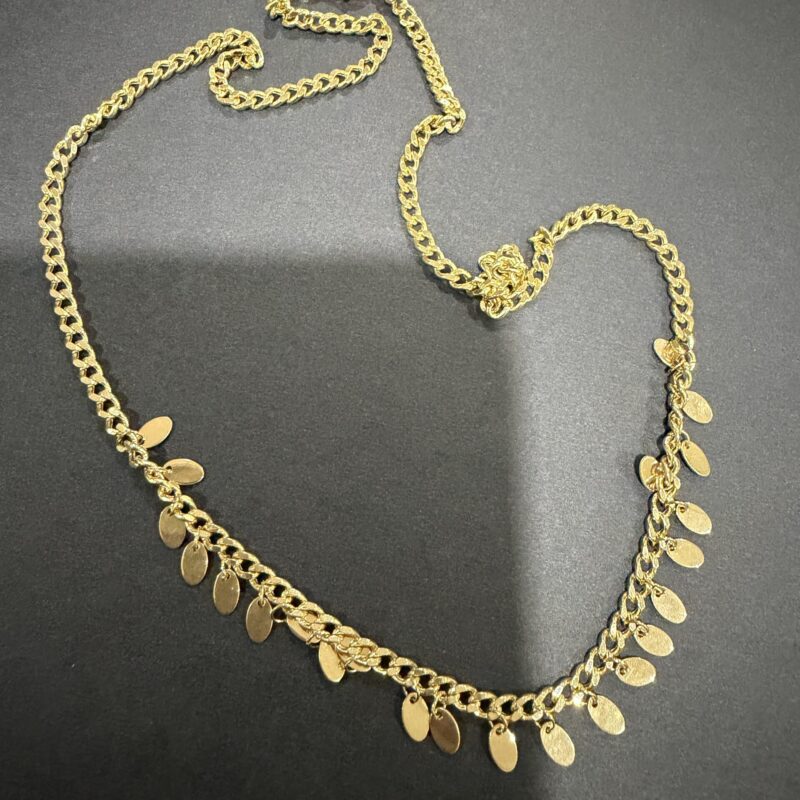 18k gold oval charms necklace