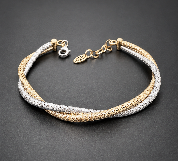 18K Two-Tone Twisted Himo Bangle