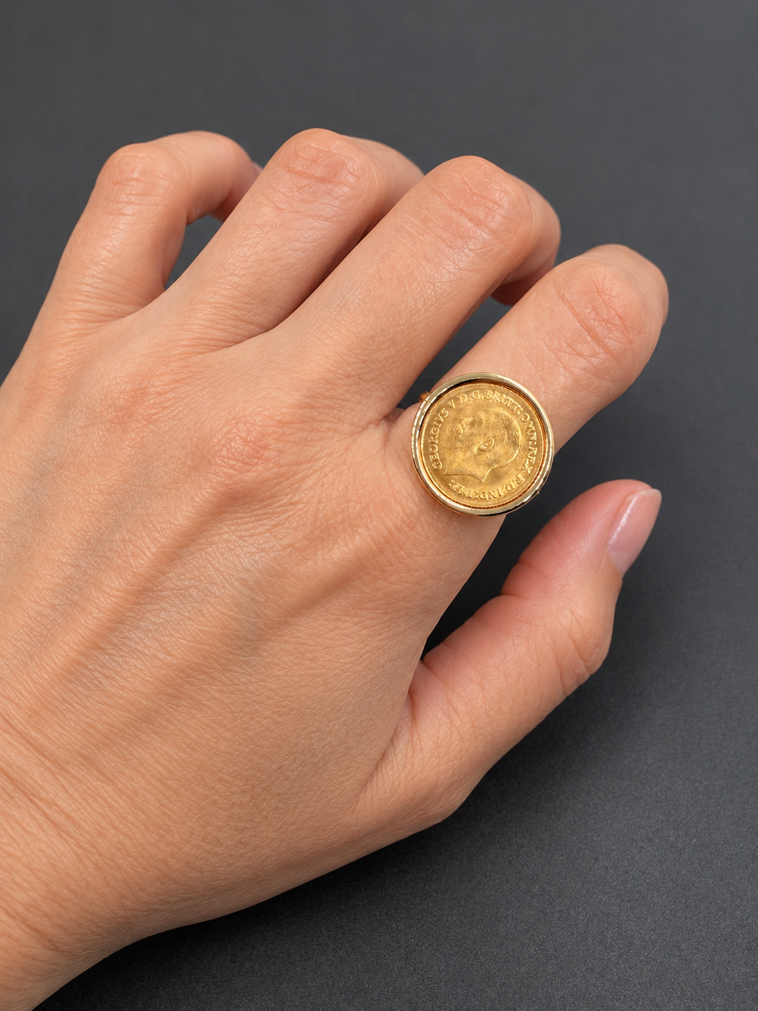 18K Gold Coin Quarter Lira Ring-03
