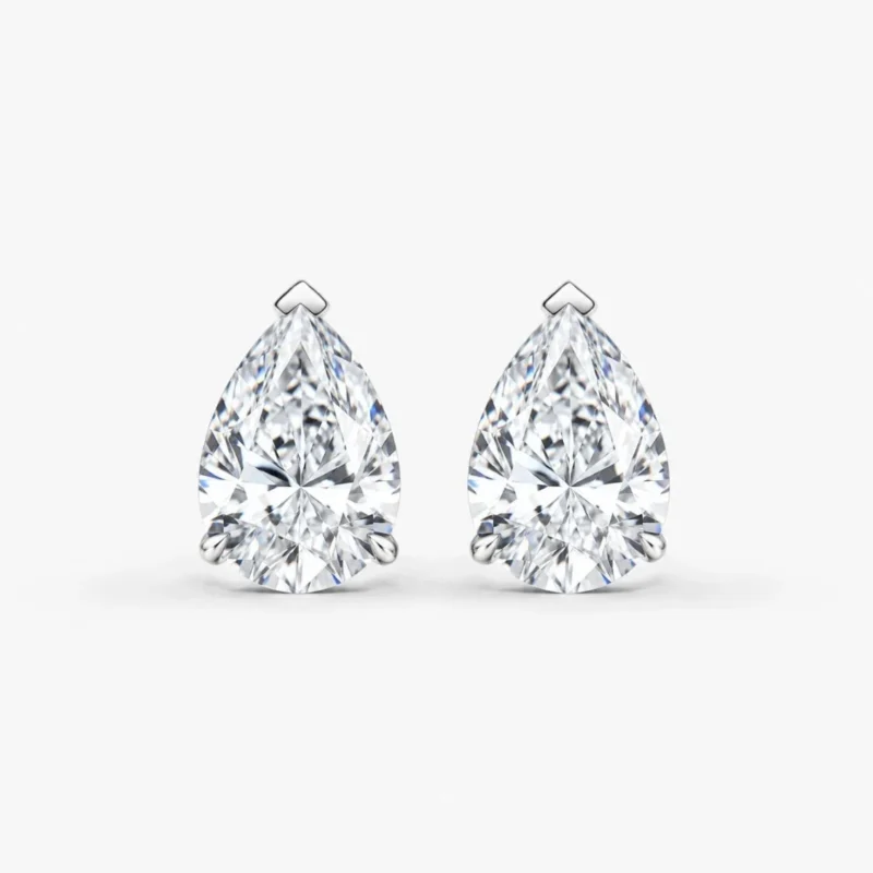 Pear-Cut Lab-Grown Diamond Stud Earrings in 18K White Gold